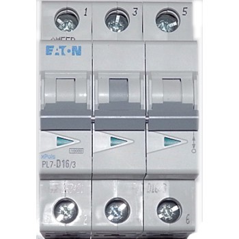 Автоматический выключатель 3 полюса 16A тип D 10кА Eaton серии PL7